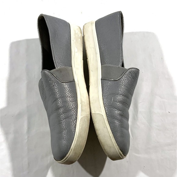 Vince Pewter Color Grey Grain Leather Slip On Sneakers Shoes Women's 8.5 M - Picture 5 of 12
